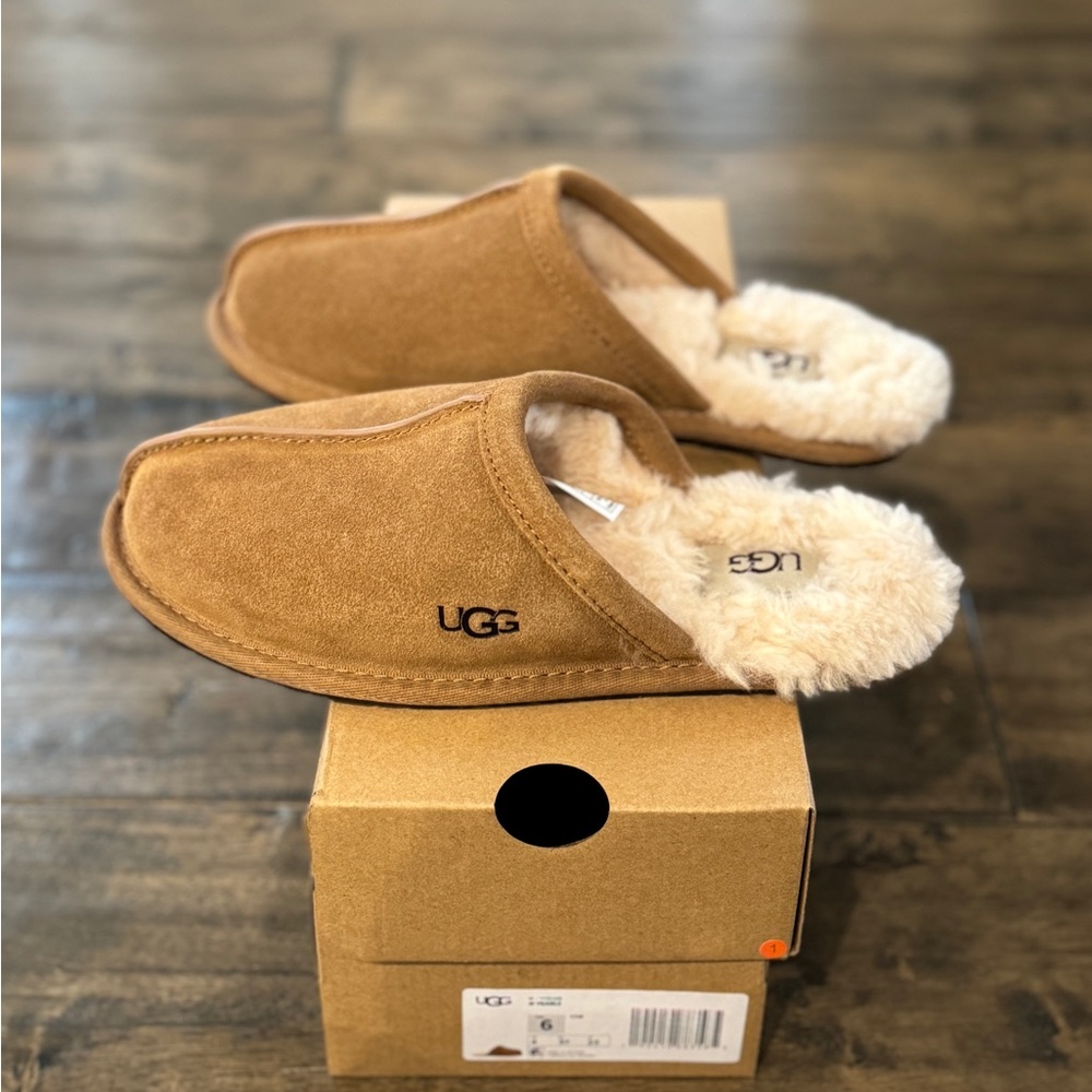 UGG Pearle Uggplush Scuff Slipper Women size 6 NIB Chestnut